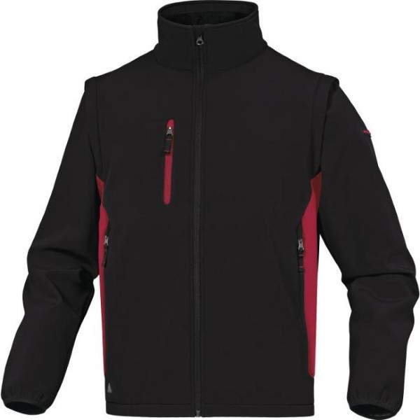 Veste Softshell Zippé DeltaPlus MYSEN2 Noir-Rouge