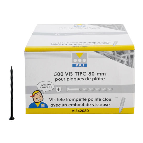 Vis Tête Trompette 8 x 80 mm PAI, boîte de 500