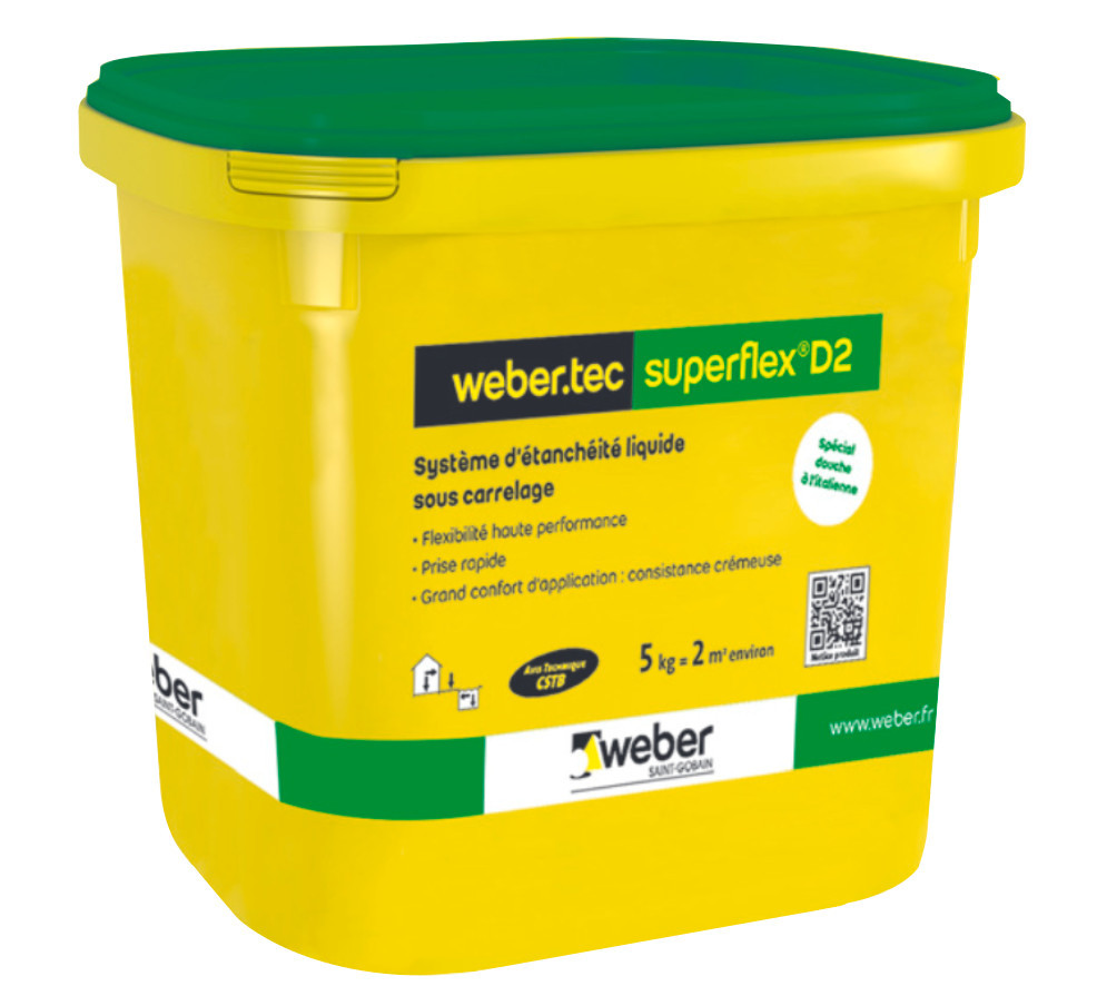 Etanchéité Liquide Sous Carrelage Webertec Superflex D2 Kit de 24 kg