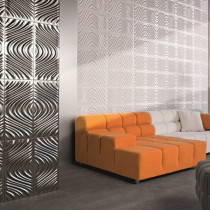 Carrelage mural Dune megalos silver, effet métal 3D, 30x60cm, la pièce