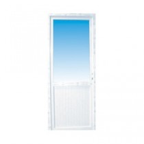 Porte de service pvc 1/2 vitre claire poussant droit, 205 x 80 cm