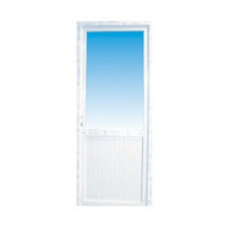 Porte de service pvc 1/2 vitre claire poussant gauche, 215 x 90 cm