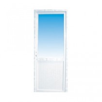 Porte de service pvc 1/2 vitre claire poussant gauche, 205 x 80 cm