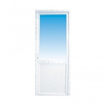 Porte de service pvc 1/2 vitre granitée poussant gauche, 205 x 90 cm