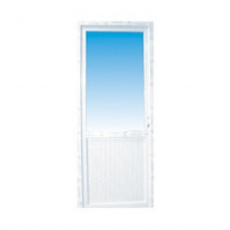 Porte de service pvc 1/2 vitre claire poussant droit, 215 x 90 cm