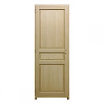 Bloc porte plaqué chêne 3 panneaux, 204x83 cm, droite traverse droite