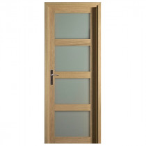 Bloc porte Quartzo chêne 4 carreaux 204x73 cm, poussant droit 