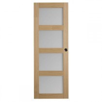 Porte intérieure Quartzo chêne 4 carreaux 204x73 cm, rive droite