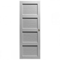 Porte intérieure Quartzo 4 panneaux zébrés blanc 204x83 cm rive droite