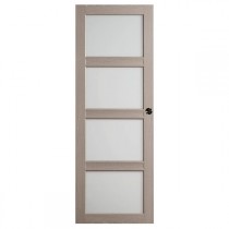 Porte intérieure Quartzo chêne grisé 4 carreaux 204x83 cm, rive droite