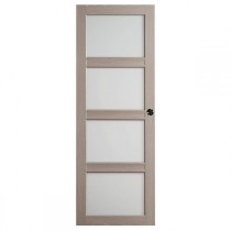 Porte intérieure Quartzo chêne grisé 4 carreaux 204x73 cm, rive droite