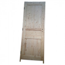 Bloc porte sapin 3 panneaux 204x73 cm, poussant droit traverse droite