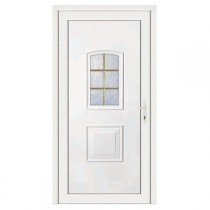 Porte d'entrée pvc Eva blanche 6 carreaux poussant gauche, 200 x 80 cm