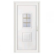 Porte d'entrée pvc Eva blanche 6 carreaux poussant gauche, 200 x 80 cm
