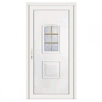 Porte d'entrée pvc Eva blanche 6 carreaux, poussant droit, 200 x 90 cm