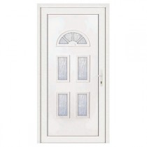 Porte d'entrée pvc INES blanc 5 carreaux poussant gauche, 200 x 80 cm