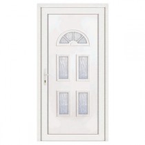 Porte d'entrée pvc INES blanche 5 carreaux poussant droit, 200 x 90 cm
