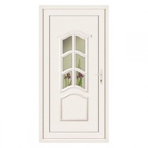 Porte d'entrée pvc JADE blanche 1 carreau poussant gauche, 215 x 90 cm
