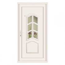 Porte d'entrée pvc JADE blanche 1 carreau poussant droit, 215 x 90 cm