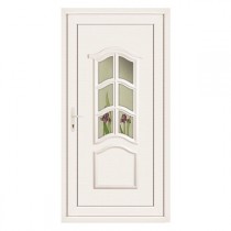 Porte d'entrée pvc JADE blanche 1 carreau poussant droit, 215 x 90 cm