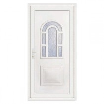 Porte d'entrée pvc LILOU blanche, poussant droit, 215 x 90 cm