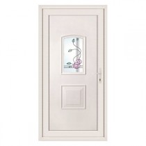 Porte d'entrée pvc CLARA 1 carreau floral poussant gauche, 215 x 90 cm