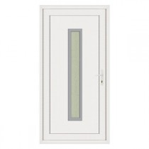 Porte d'entrée pvc JULES contour inox poussant gauche, 215 x 90 cm