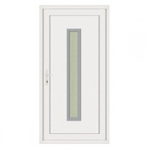 Porte d'entrée pvc JULES contour inox poussant droit, 215 x 90 cm