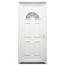 Porte d'entrée PVC Rhône blanche, 215x90cm, poussant gauche