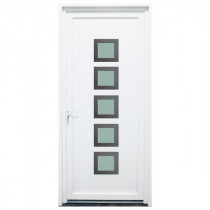 Porte d'entrée PVC Somme blanche, 215x80cm, poussant droit