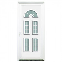 Porte d'entrée PVC Seine blanche, 215x90cm, poussant droit