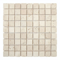 Mosaïque Ivoire Travertin Naturel 3082, Plaque 30,5 x 30,5 x 1 cm