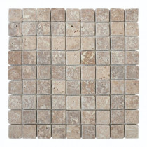 Mosaïque Moka Travertin Naturel 3083, Plaque 30,5 x 30,5 x 1 cm