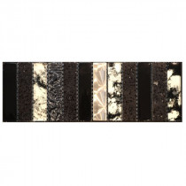 Frise Carrelage Horizontal Noire Verre Alu 3609, Listel 10 x 30 x 0,8 cm