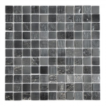Mosaïque Noir en Verre 3650, Plaque 30,5 x 30,5 x 0,8 cm