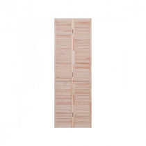 Porte de Placard Pliante Persiennée Pin Brut 205x61 cm avec Rail