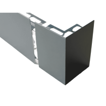Embout d'angle Alu Externe pour profil Terrasse 62mmx2,5m, Gris Sablé