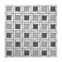 Mosaïque Gris Noir Verre Alu AL16, Plaque 30,5 x 30,5 x 0,8 cm