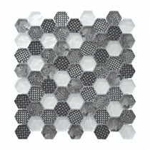 Mosaïque en Hexagone Blanc en Verre AR03, Plaque 30,5 x 30,5 x 0,8 cm
