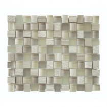 Mosaïque Verre et Pierre Beige Trendy AR05, Plaque 27,4 x 32,8 x 0,8 cm