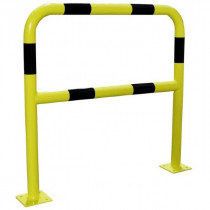 Barrière Protection 2x1m Noir Jaune ø 60 mm avec Platine Viso BAR620NJ