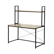 Bureau Industriel 1 Etagère Casâme 120x138cm Chêne et Métal Noir