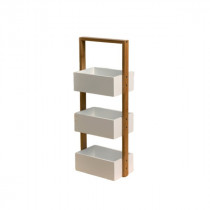 Etagère Bambou 3 Bacs de Rangement Casâme 28,5x66cm Blanc et Bois