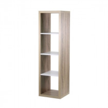 Etagère Verticle 4 Cases Casâme 41x146cm Chêne et Intérieur Blanc