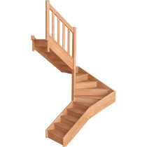 Escalier Demi Tournant Gauche Hêtre Massif Trémie 180x180 cm