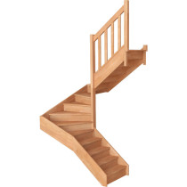 Escalier Demi Tournant Droite Hêtre Massif Trémie 180x180 cm
