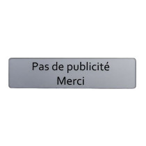 Plaque "Pas de publicité, Merci" pour Boite aux Lettres