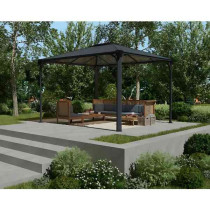Tonnelle Aluminium Polycarbonate Canopia Martinique 3600 3,6 x 3m Gris