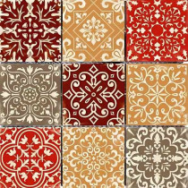 Carreau Carrelage Baroque Marron Travertin Décoré 3713, 9,8 x 9,8 x 1 cm