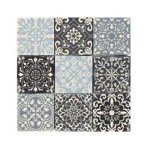Carreau Carrelage Baroque Gris Travertin Décoré 3711, 9,8 x 9,8 x 1 cm